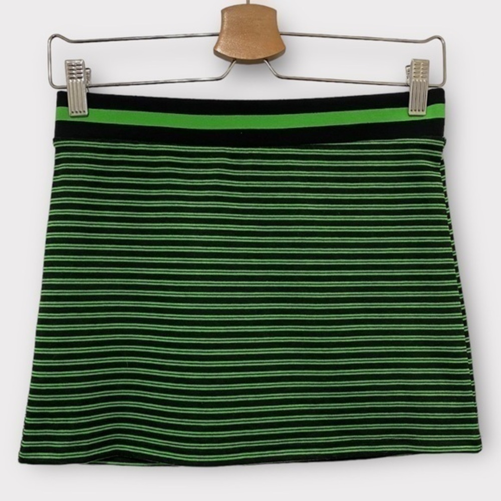 Future Collective Green & Black Striped Mini Skirt Size XXS